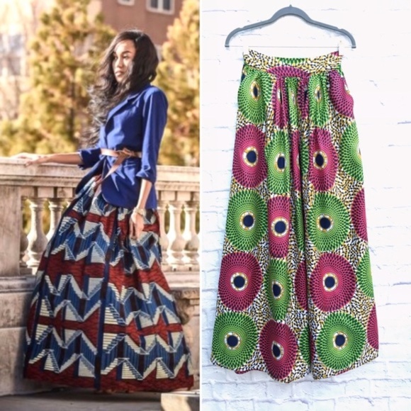 Anthropologie African Skirt full & Denim Blazer Outfit - Picture 4 of 11